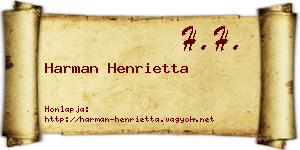 Harman Henrietta névjegykártya